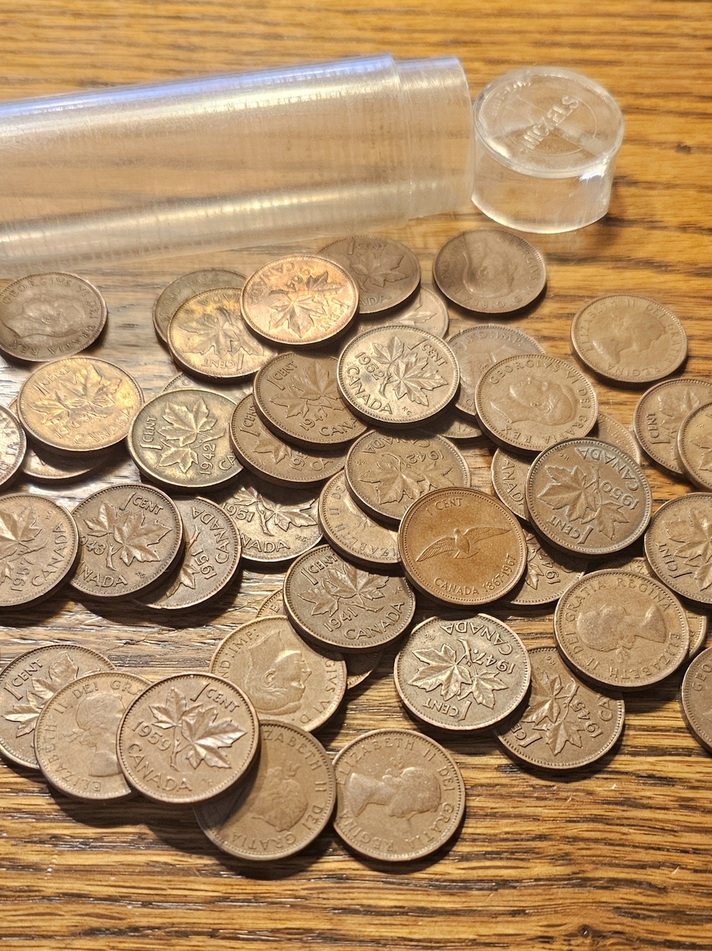 Vintage Canadian Penny's 50 Coins From 1950-1969
